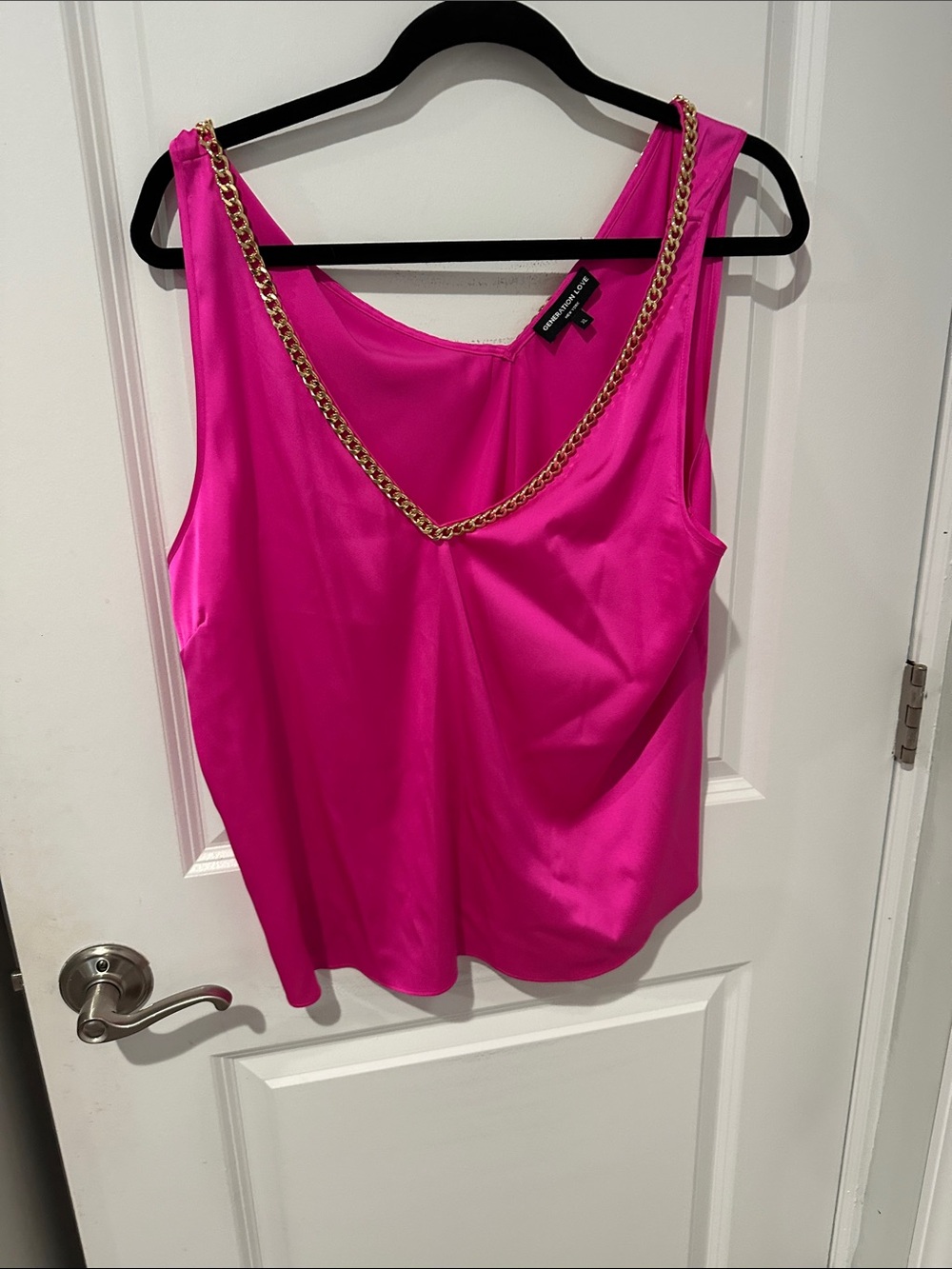 Generation Love Hot Pink Chain-Trim Satin Camisole
